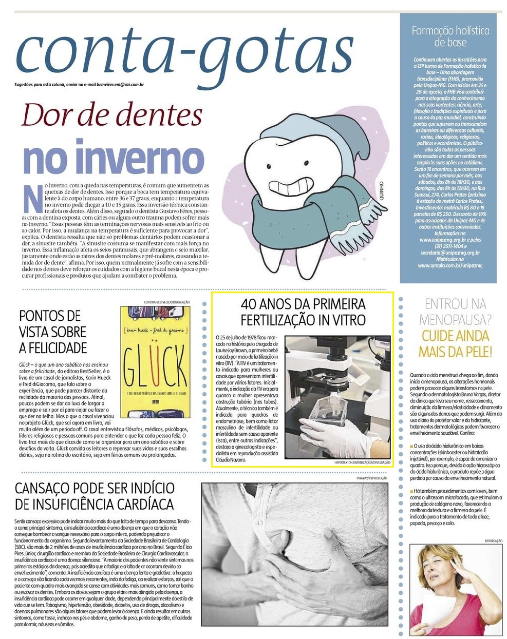 Jornal “Estado de Minas” – 40 anos da Primeira Fertilização In Vitro