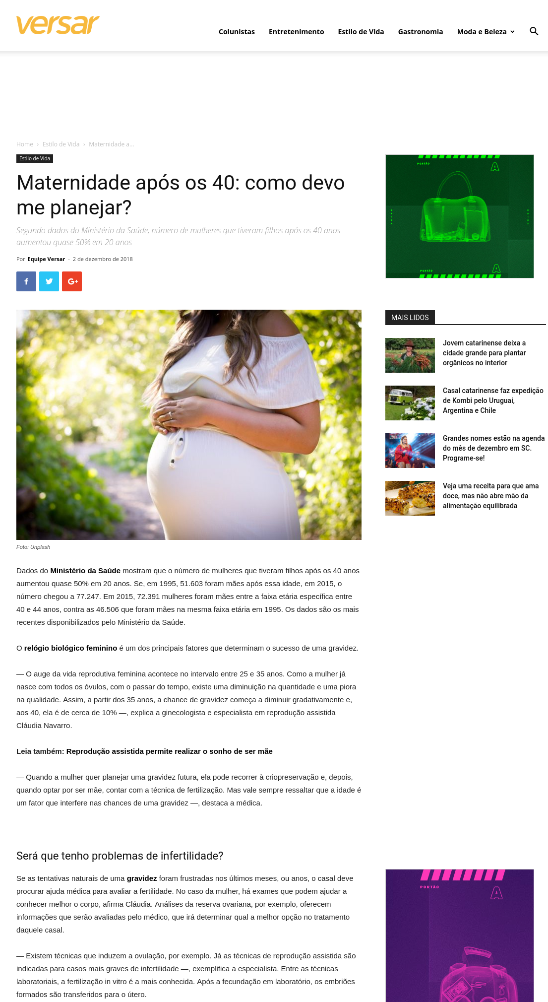 Revista Versar (site e facebook) – Maternidade após os 40: como devo me planejar?